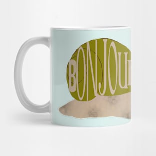 French Snail says Bonjour Mug